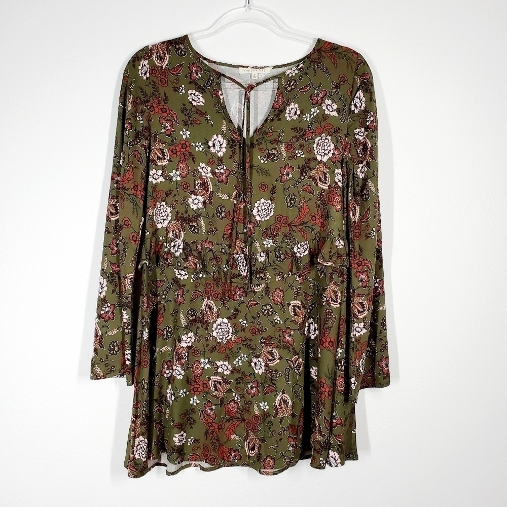 COPPER KEY FLORAL FLUTTER SLEEVE DRESS